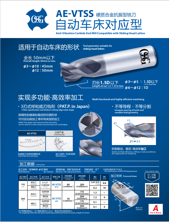 硬質(zhì)合金抗振銑刀自動(dòng)車床對(duì)應(yīng)型AE-VTSS